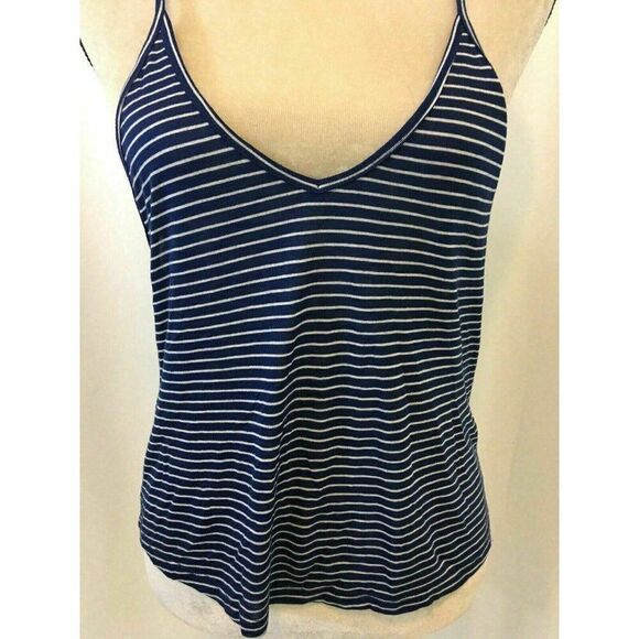 Emma & Sam Anthropologie New W Tag Blue White Striped V Neck Tank Top Cami Xs - Picture 2 of 7